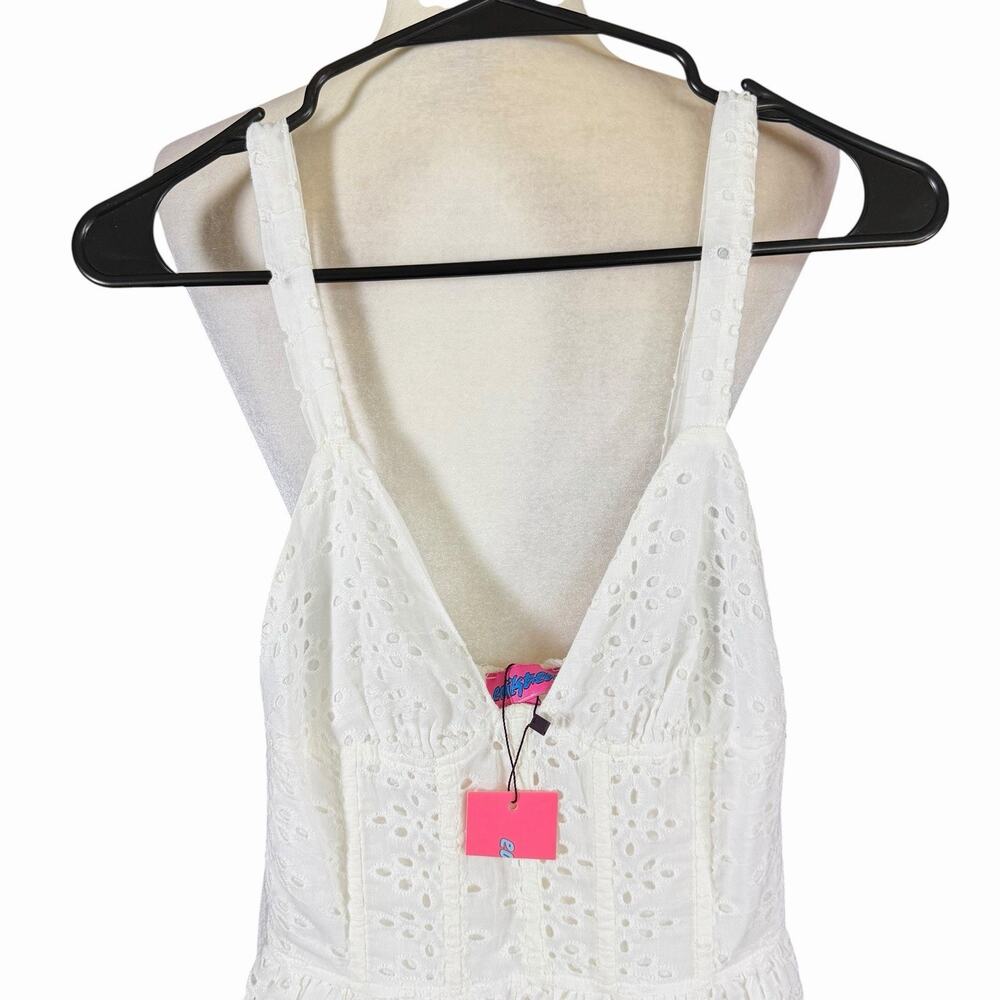Edikted Bennett Eyelet Corset Mini Dress S White Cottagecore Coquette Boho NWT - Picture 2 of 10